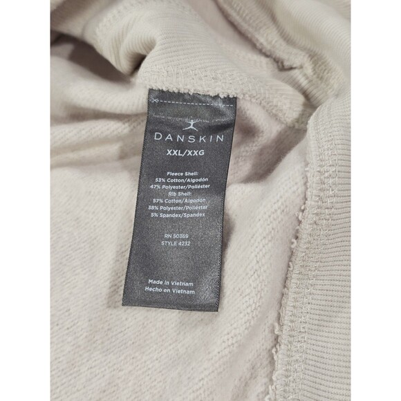 Danskin Half Zip Mixed Rib Cozy Hoodie Thumbhole Kangaroo Pocket Cream Women XXL - Picture 11 of 14